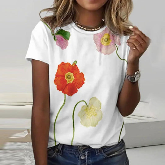 Dames Top met Korte Mouwen en Basic Print