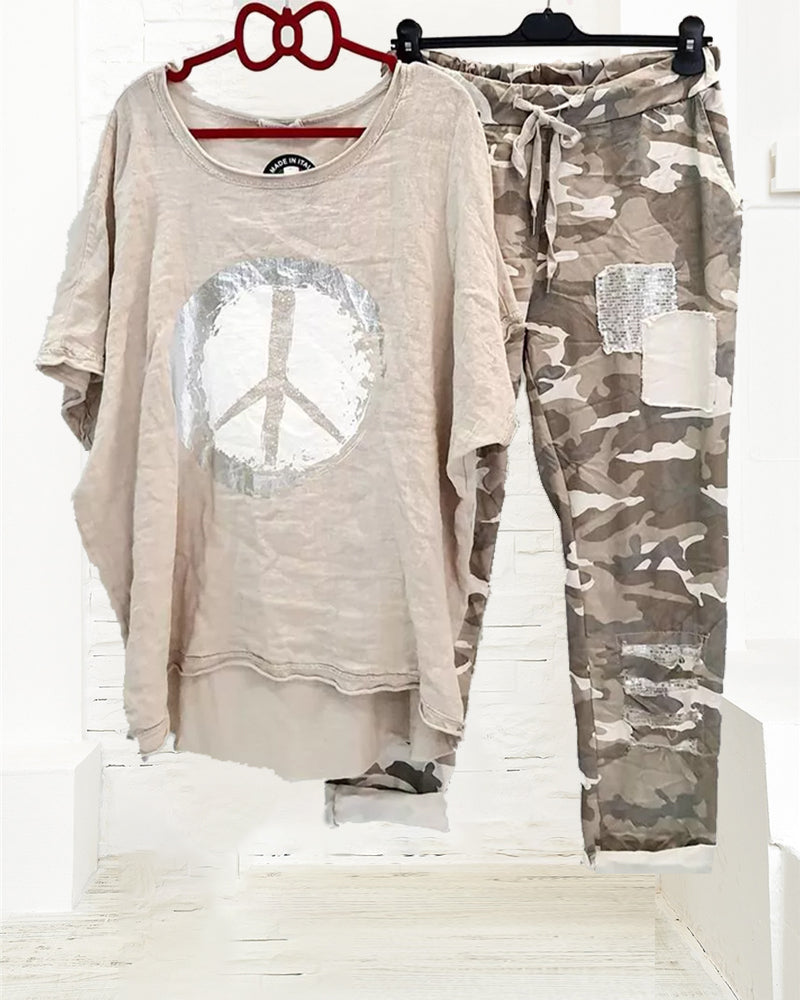 T-shirt en broek met camouflageprint set