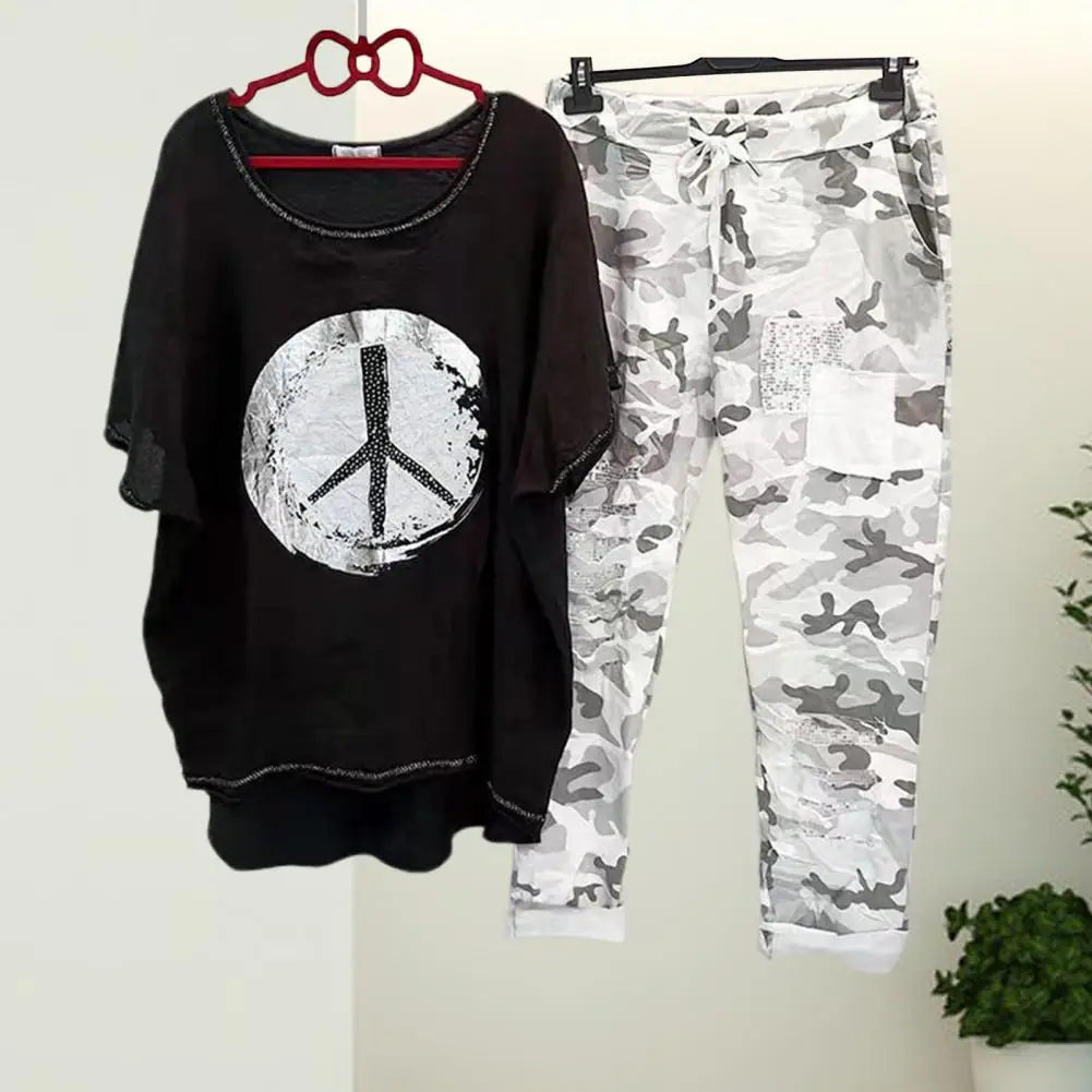 T-shirt en broek met camouflageprint set