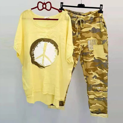 T-shirt en broek met camouflageprint set